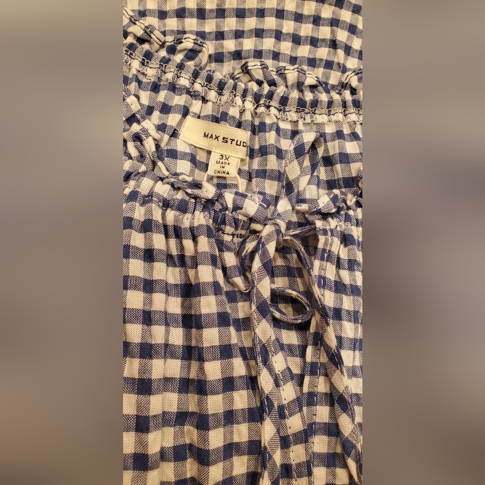 Maxstudio Women Sleeveless Blue And White Square print Dress Size 3X - Picture 5 of 7